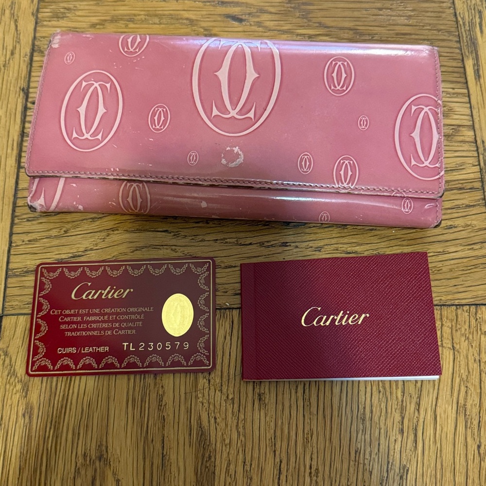 Cartier Happy Birthday Pink Patent Leather Wallet